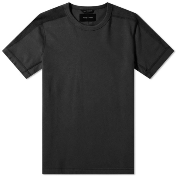 Wings + Horns men’s Short Sleeve Inverted Crew Sweat tee shirt size medium black - Picture 1 of 8